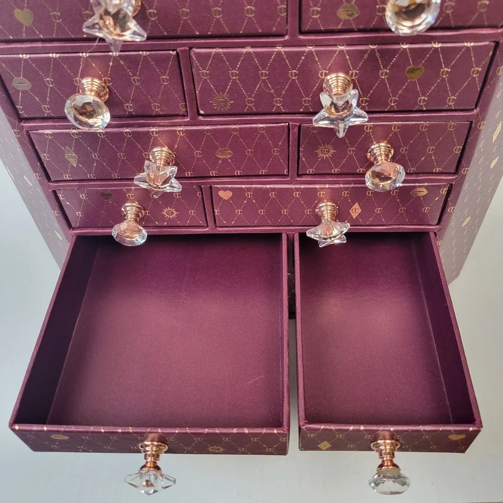 Charlotte Tilbury Advent Calendar 2023 Empty Jewelry Box Burgundy Gold Glam